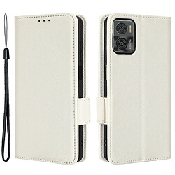 Etui en PU texture litchi, fermoir magnétique double avec support pour votre Motorola Moto E22 4G/Moto E22i 4G - blanc