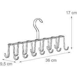 Avis Relaxdays 10026606_55 ceintures porte-cravates foulard cintre en métal organiseur armoire 14 crochets place, argent, fer, 17 x 36 x 9,5cm