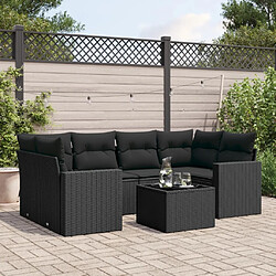 Maison Chic Salon de jardin 7 pcs avec coussins | Ensemble de Table et chaises | Mobilier d'Extérieur noir résine tressée -GKD78359