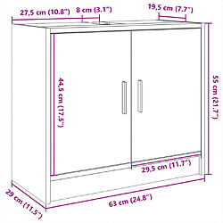 vidaXL Armoire d'évier chêne marron 63x29x55 cm bois d'ingénierie pas cher