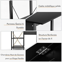 Helloshop26 Bureau pliable pour ordinateur table de travail moderne avec 2 étagères de rangement table pour ordinateur portable avec 6 roulettes noir 20_0008021