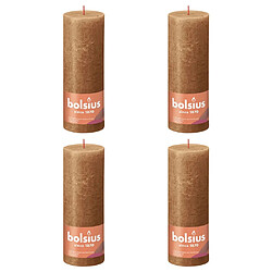 Bolsius Bougies pilier rustiques Shine 4 pcs 190x68 mm Marron épice