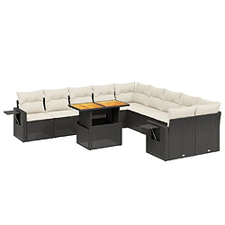 Maison Chic Salon de jardin 11 pcs avec coussins, Ensemble Tables et chaises d'extérieur noir résine tressée -GKD536049