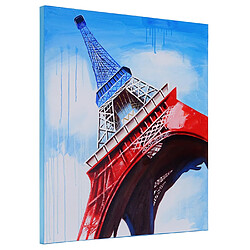 Mendler Tableau à l'huile, Tour Eiffel tricolore, peint à la main à 100%, toile de décoration murale XL ~ 100x100cm