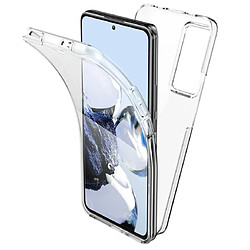 Htdmobiles Coque pour Xiaomi 12T / 12T Pro 5G - housse etui silicone gel fine 360 integrale (avant et arriere) + film ecran - TRANSPARENT