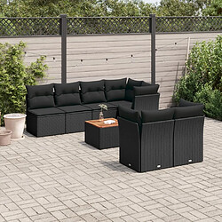 Maison Chic Salon de jardin 8 pcs avec coussins | Ensemble de Table et chaises | Mobilier d'Extérieur noir résine tressée -GKD50974