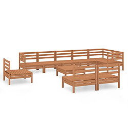 Maison Chic Salon de jardin 10 pcs - Table et chaises d'extérieur - Mobilier/Meubles de jardin Moderne Bois de pin massif Marron miel -MN88892