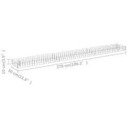 vidaXL Lit surélevé à gabion Acier galvanisé 270x30x10 cm pas cher