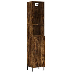 vidaXL Buffet haut Chêne fumé 34,5x34x180 cm Bois d'ingénierie