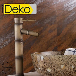 iDeko®Robinet Mitigeur lavabo salle de bain en Laiton rotation à 360 degrés Style Japonais Bambou avec Flexible