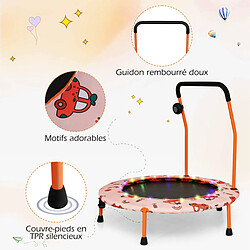 Helloshop26 Trampoline pour enfants diamètre 92cm lumineux avec poignée amovible charge 25kg pour sports de saut intérieur extérieur orange 20_0009618