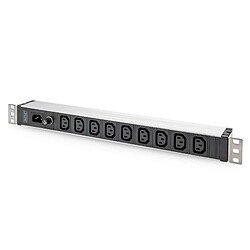 DIGITUS PDU Aluminium 1U, Montage en Rack, 9 x C13 10 A, 230 VCA, 50/60 Hz, Prise IEC C14, fusible 10 A