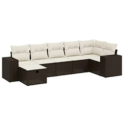 vidaXL Salon de jardin avec coussins 7 pcs marron résine tressée