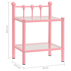 vidaXL Table de chevet Rose/transparent 45x34,5x60,5 cm Métal et verre pas cher