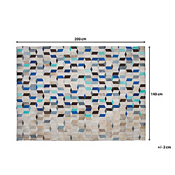 Beliani Tapis en cuir bleu et beige 140 x 200 cm GIDIRLI