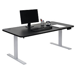 Avis Decoshop26 Bureau table d'ordinateur réglable en hauteur électriquement 160x80cm 53kg MDF Noir, Gris 04_0001406