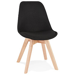 Alterego Chaise scandinave 'WILLY' en tissu noir avec pieds en bois finition naturelle