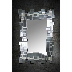 Vivenla Miroir mural argenté design effet 3D L. 100 x P. 3 x H. 100 cm collection Sartino