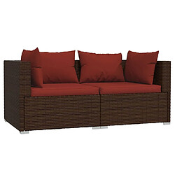 Avis Maison Chic Salon de jardin 3 pcs + coussins - Mobilier/Meubles de jardin - Table et chaises d'extérieur Marron Résine tressée -MN14990