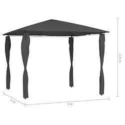 Acheter vidaXL Belvédère à revêtement de poteaux 3x3x2,6 m Anthracite 160 g/m²