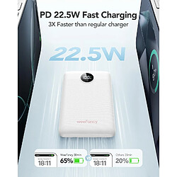 Avis SANAG Batterie Externe Portable 10000Mah, Power Bank Charge Rapide Pd 22.5W Avec 2 Câbles Intégrés & Usb C Sortie, Ultra Mince Légère Portable Chargeur, Universel Compatible Iphone/Samsung, Blanc