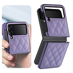 Avis Avizar Coque pour Samsung Z Flip 4 Simili cuir Rhombique Série Rhombus Chic lavande