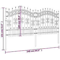 vidaXL Clôture de jardin avec sommet de lance Noir 140 cm pas cher