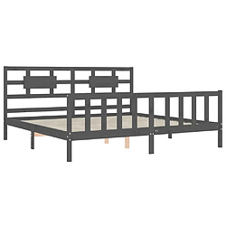 Maison Chic Lit adulte - Cadre Structure de lit avec tête de lit Contemporain gris 200x200 cm bois massif -MN61562 pas cher