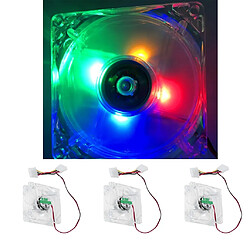 3pcs Ordinateur 12V DC Ventilateur 4 Multicolore LED 80mm Boîtier De L'ordinateur Ventilateur Refroidisseur