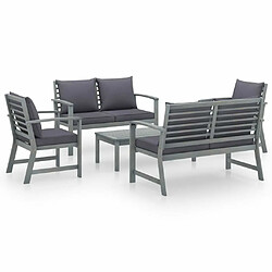 Maison Chic Salon de jardin 5 pcs - Table et chaises d'extérieur - Mobilier/Meubles de jardin Moderne avec coussin Bois d'acacia solide Gris -MN55690