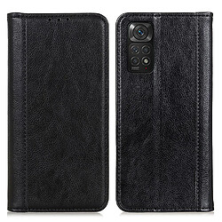 Etui en PU texture litchi, absorption magnétique, antichoc avec support noir pour votre Xiaomi Redmi Note 11S 4G/Redmi Note 11 4G (Qualcomm)