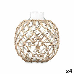 Gift Decor Boule Décorative Transparent Naturel verre Corde 21 x 23 cm (4 Unités) 