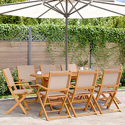 vidaXL Chaises de jardin pliantes lot de 8 taupe tissu et bois massif