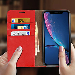 Avis Avizar Étui Apple iPhone XR Housse Cuir Portefeuille Fonction Support - rouge