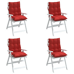 Avis vidaXL Coussins de chaise à dossier bas lot de 4 rouge tissu oxford