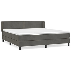 Maison Chic Lit Adulte - Lit simple Lit à sommier tapissier et matelas moelleux - Meuble de Chambre - Gris foncé 180x200cm Velours -MN76306