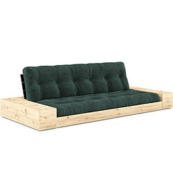 Inside 75 Canapé lit futon BASE algues couchage 130cm dossiers noirs et accoudoirs coffres