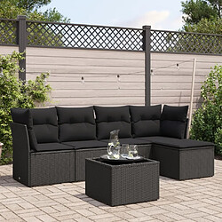 Maison Chic Salon de jardin 6 pcs avec coussins | Ensemble de Table et chaises | Mobilier d'Extérieur noir résine tressée -GKD25758