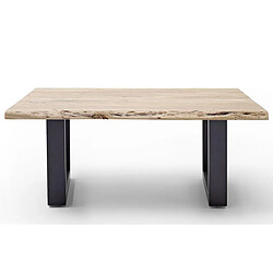 Pegane Table basse en bois d'acacia massif naturel et métal anthracite - L.110 x H.45 x P.70 cm