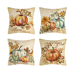 P79 4PCS 45 * 45cm Thanksgiving Golden Pumpkin motif Linge Taie d'oreiller Maison de vacances Taie d'oreiller Sofa Coussin Coussin Coussin