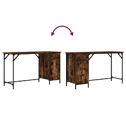 Helloshop26 Bureau table poste de travail meuble d'ordinateur informatique étude d'ordinateur chêne fumé 131 x 48 x 75 cm bois d’ingénierie brun 02_0023726 pas cher