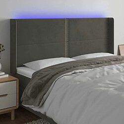 Maison Chic Tête de lit moderne à LED lumineuse pour chambre - Décoration de lit Gris foncé 163x16x118/128 cm Velours -MN73030