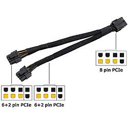 GPU PCI-e 8Pin PCI Express Carte vidéo graphique GPU VGA 8 broches femelle vers double GPU 8(6+2) broches GPU Splitter 8 broches Câble d'extension gainé d'alimentation GPU 8 broches (20 cm)