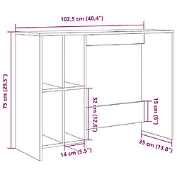 vidaXL Bureau vieux bois 102,5x35x75 cm bois d'ingénierie pas cher