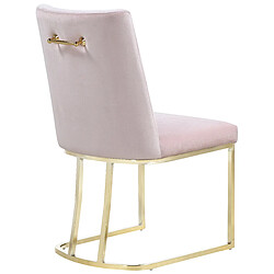 Vivenla Lot de 2 chaises de salle à manger design revêtement en velours rose avec piétement en acier doré L. 45.5 x P. 53.6 x H. 86 cm collection MILO pas cher