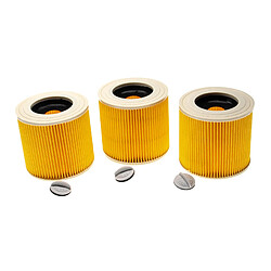 vhbw Lot de 3x filtres à cartouche remplacement pour Kärcher 6.414-552.0, 6.414-772.0 pour aspirateur à sec ou humide - Filtre plissé, jaune