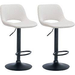 Decoshop26 Tabourets de bar chaises haute x2 avec repose-pieds en velours crème piètement métallique noir 10_0004079