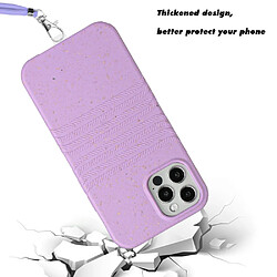 Coque en TPU + paille de blé entièrement biodégradable avec sangle pour votre iPhone 13 Pro Max 6.7 pouces - violet