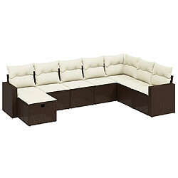 vidaXL Salon de jardin 8 pcs avec coussins marron résine tressée