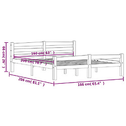 vidaXL Cadre de lit sans matelas marron miel pin massif 160x200 cm pas cher